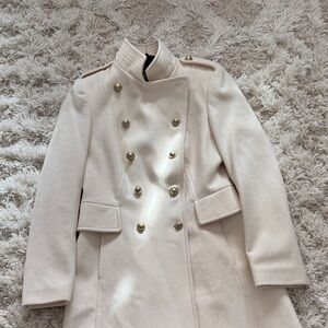 Chic Cream Double-Breasted Women's Trench Coat